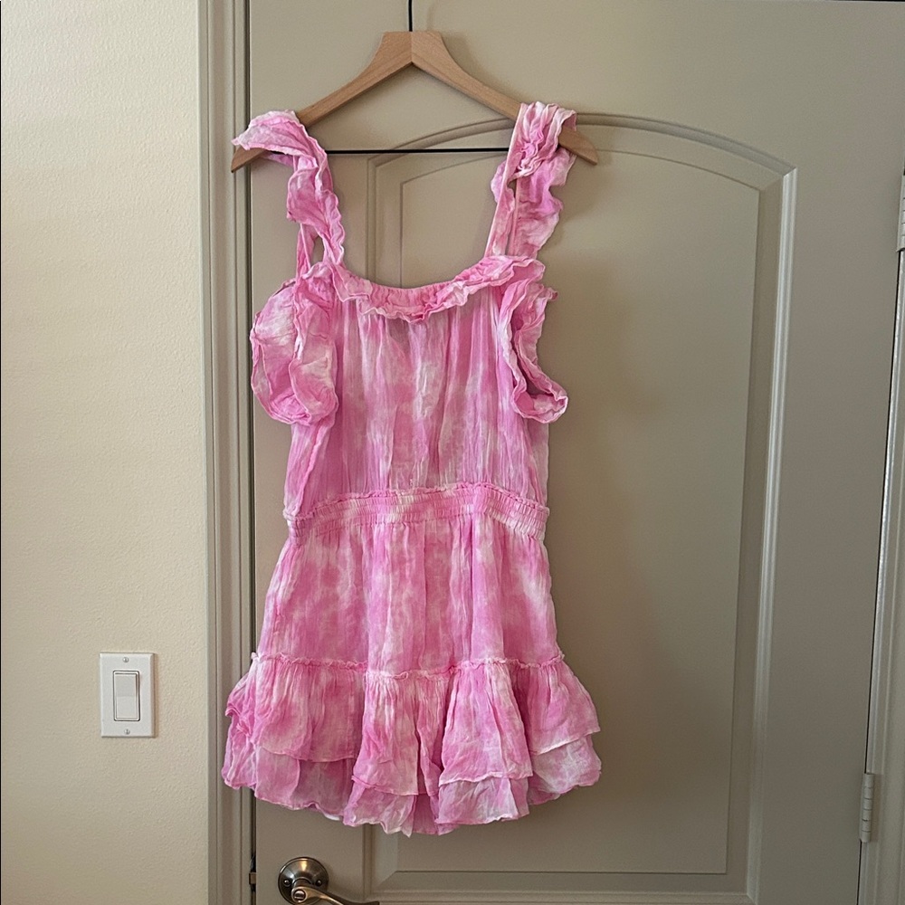 LoveShackFancy Pink Ruffle mini dress size large - Picture 5 of 5